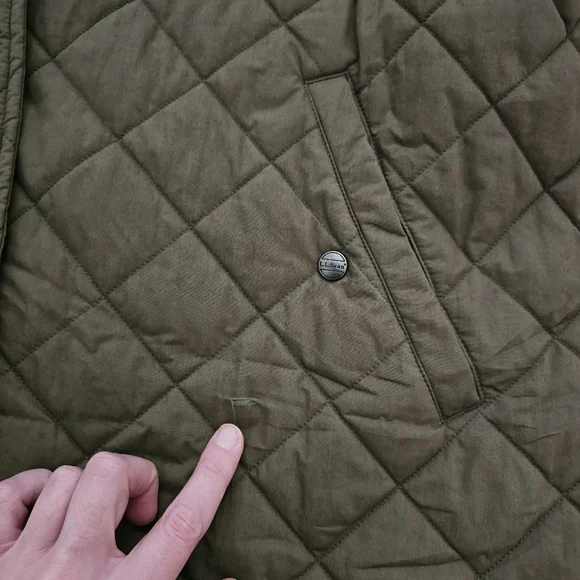 Lands' End Olive Green Quilted Jacket with Black Cordorouy Collar - Picture 9 of 10